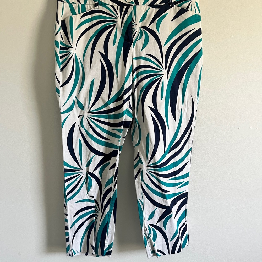 New York & Company Teal and White Patterned Pants